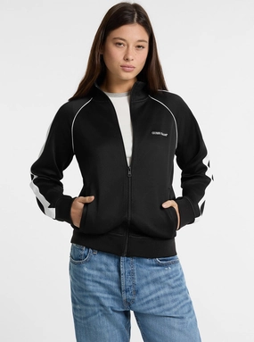 Mid Season Wear Adjustable Hemline Guess Jeans Eco Black Tricot Track Jacket