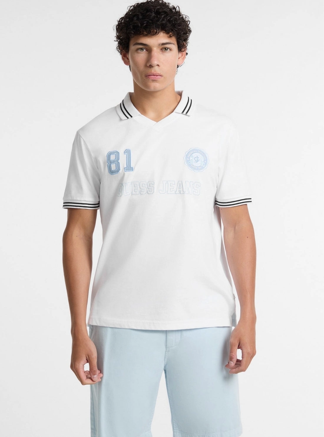 MinimalistStyle StretchFit Guess Jeans Eco White Soccer Polo T-Shirt