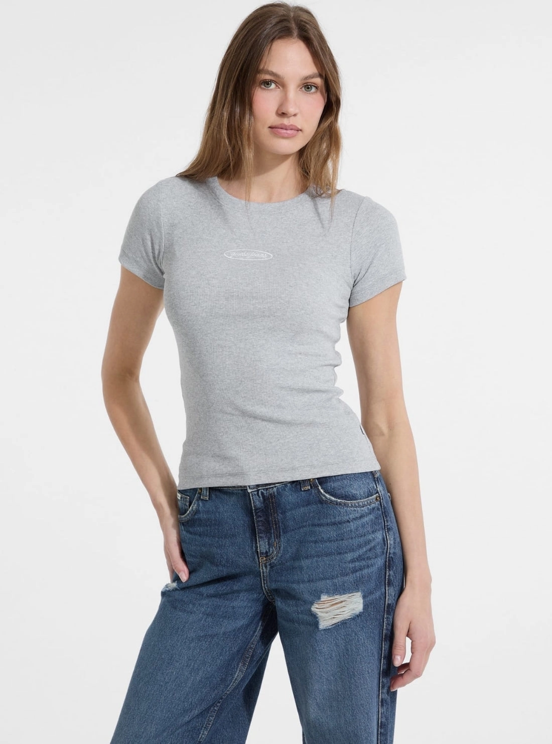NoSlip Grip Regular Fit Guess Jeans Grey Slim T-Shirt