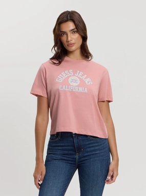 Guess Jeans Pink Boxy T-Shirt Ergonomic Shoulder Cut