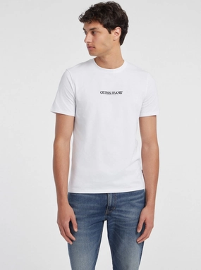 Guess Jeans White Slim Logo T-Shirt Reinforced Shoulder Panels QuickReleaseFastenings