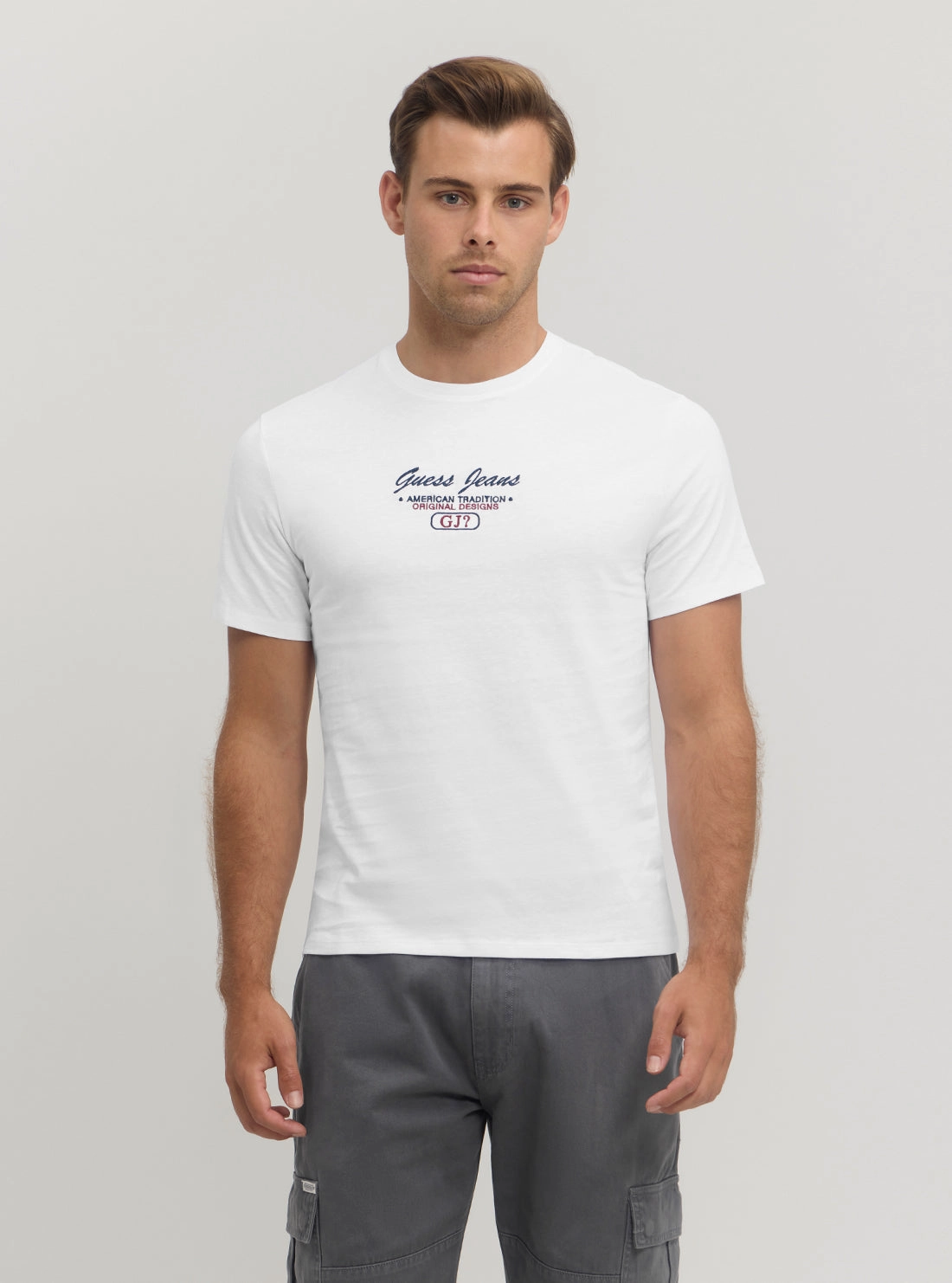 Guess Jeans White Slim Script T-Shirt BlendMaterials