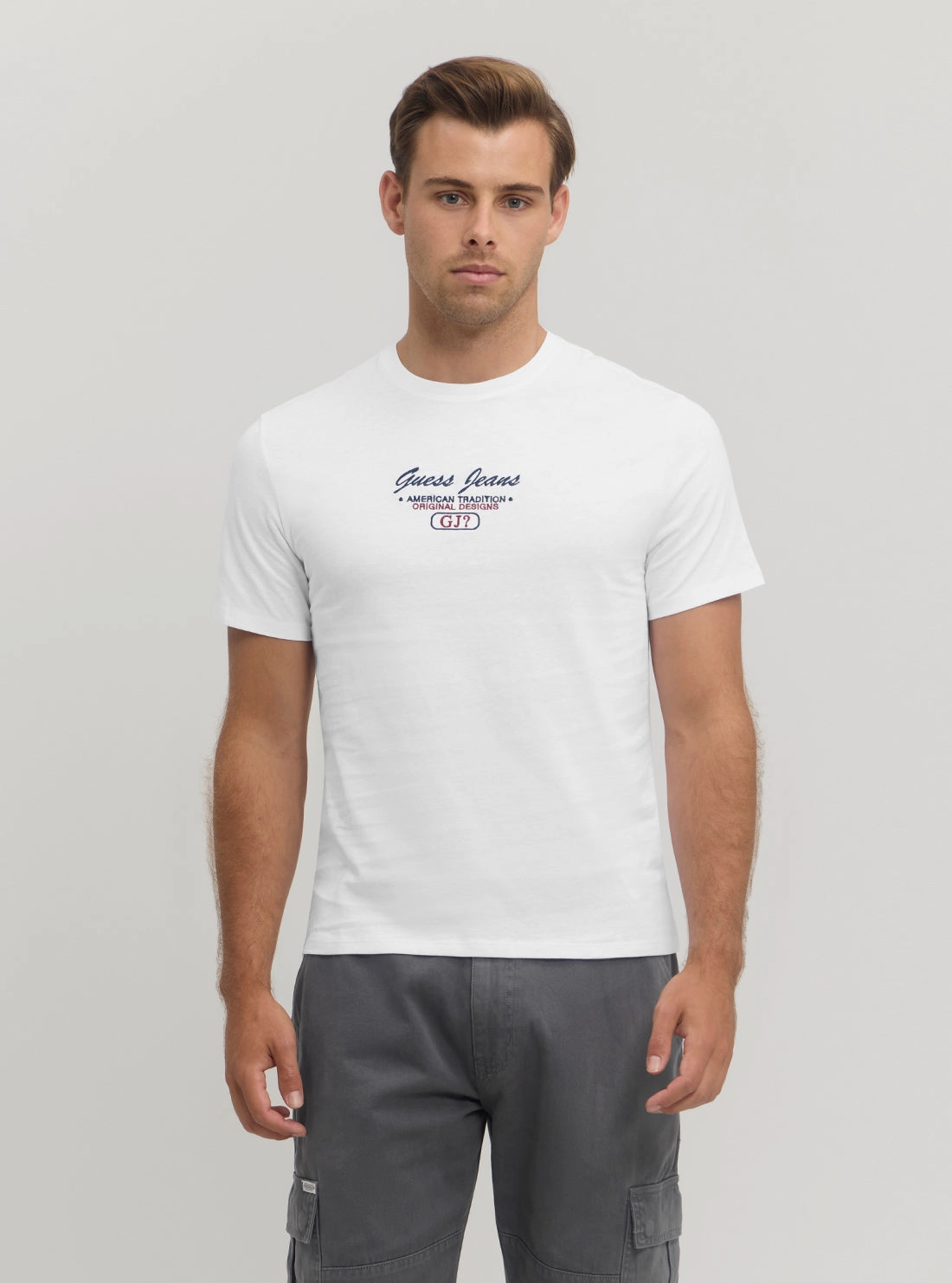 Quick Dry Tech Guess Jeans White Slim Script T-Shirt