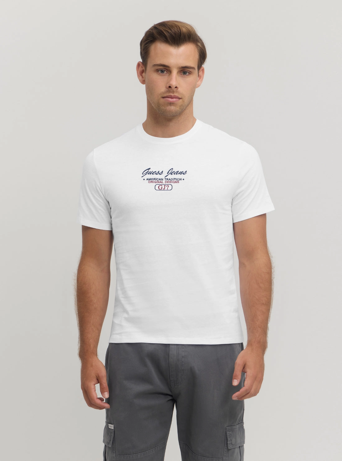 Guess Jeans White Slim Script T-Shirt Comfortable Layer Biodegradable material