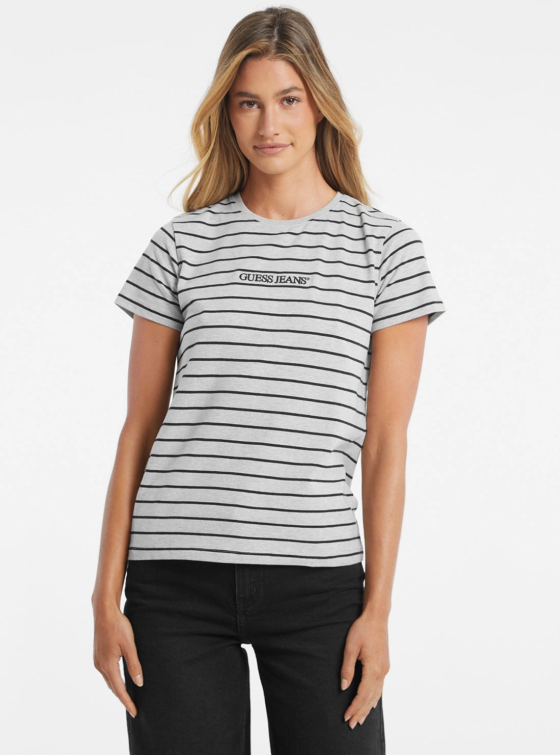 Guess Jeans White Striped T-Shirt YarnDyed Stripes