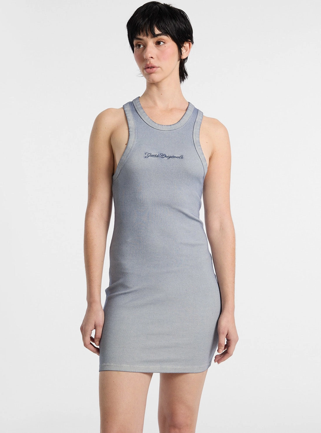 Repair-Friendly Guess Original Blue Racer Tank Mini Dress
