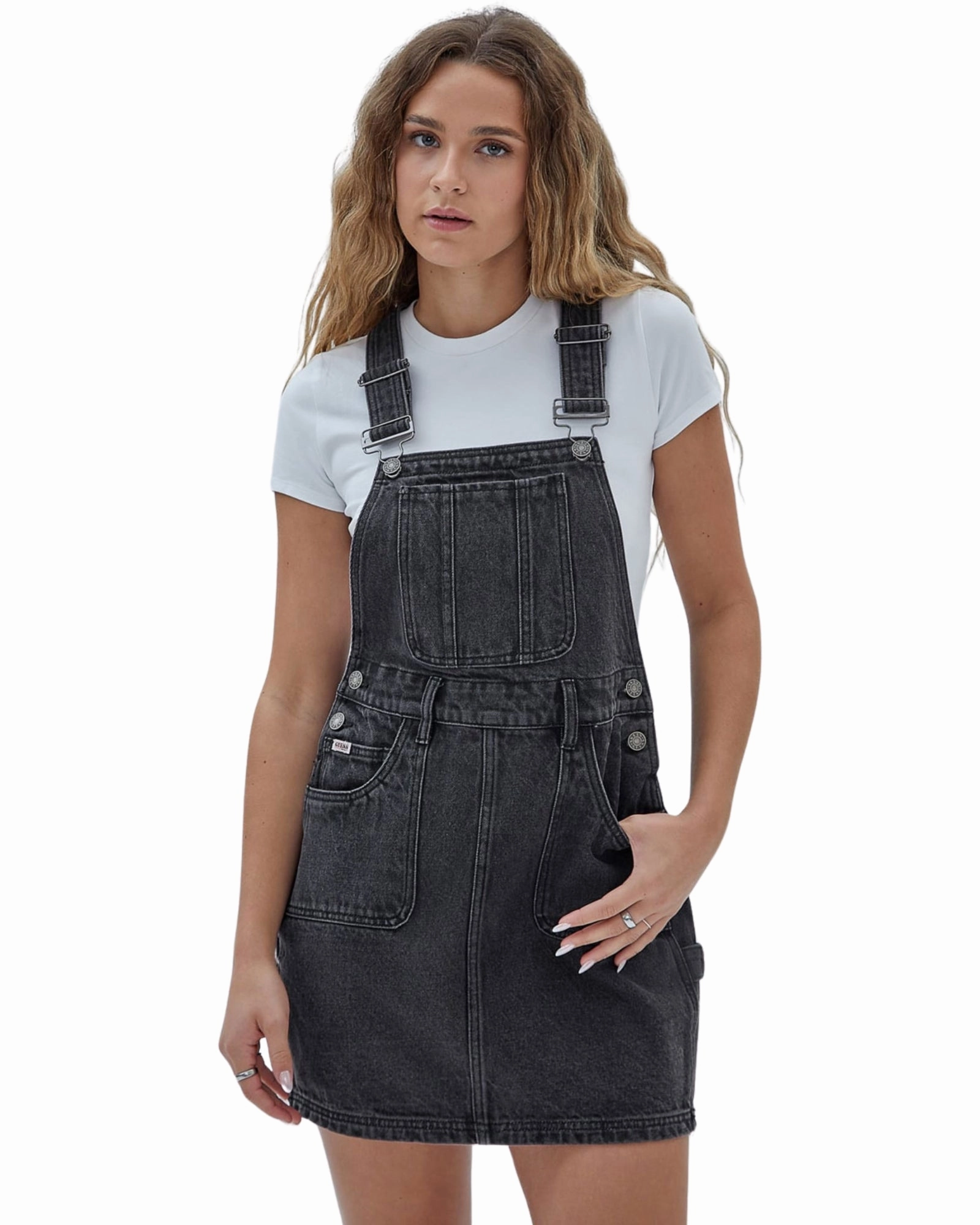 Airy Layer Spring Garden Guess Originals Black Overall Mini Dress