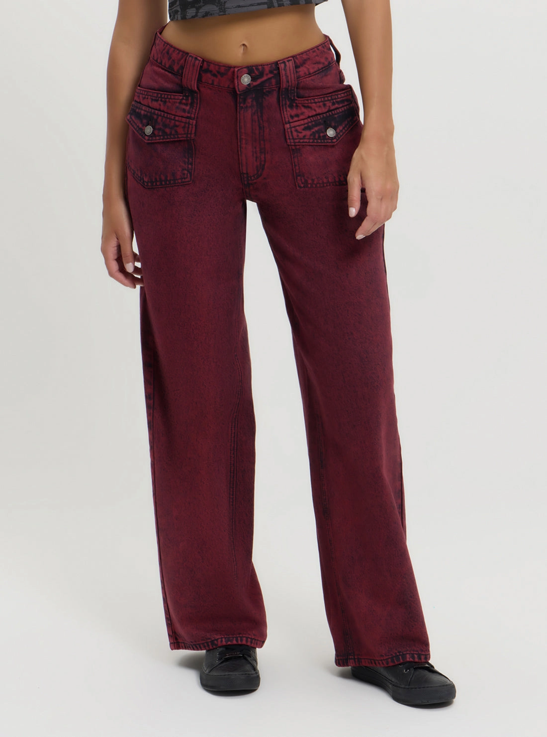 Regular Style Guess Originals Red Patch Wide Leg Pants