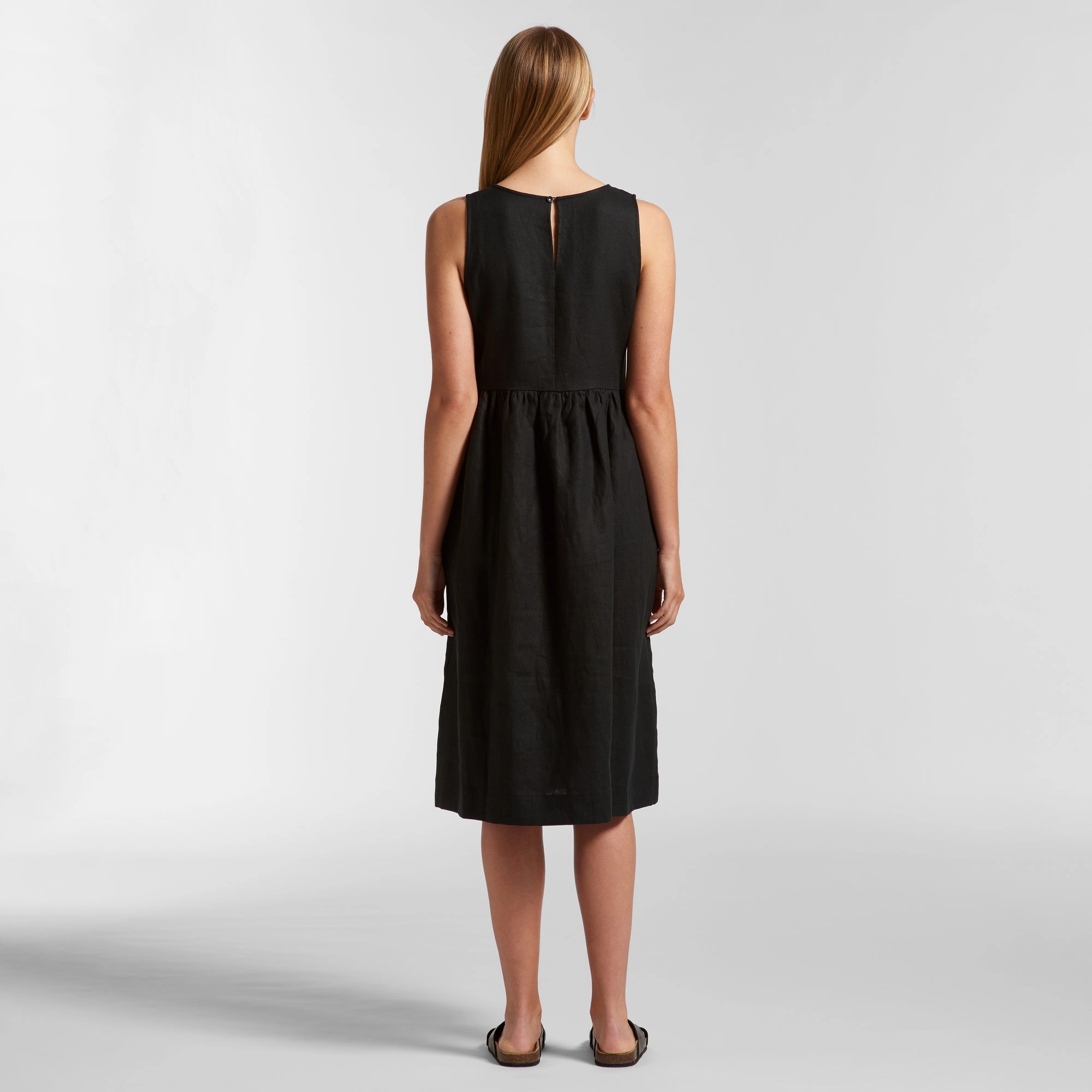 Satin Grace Street Mode AS Colour Linen Dress Black