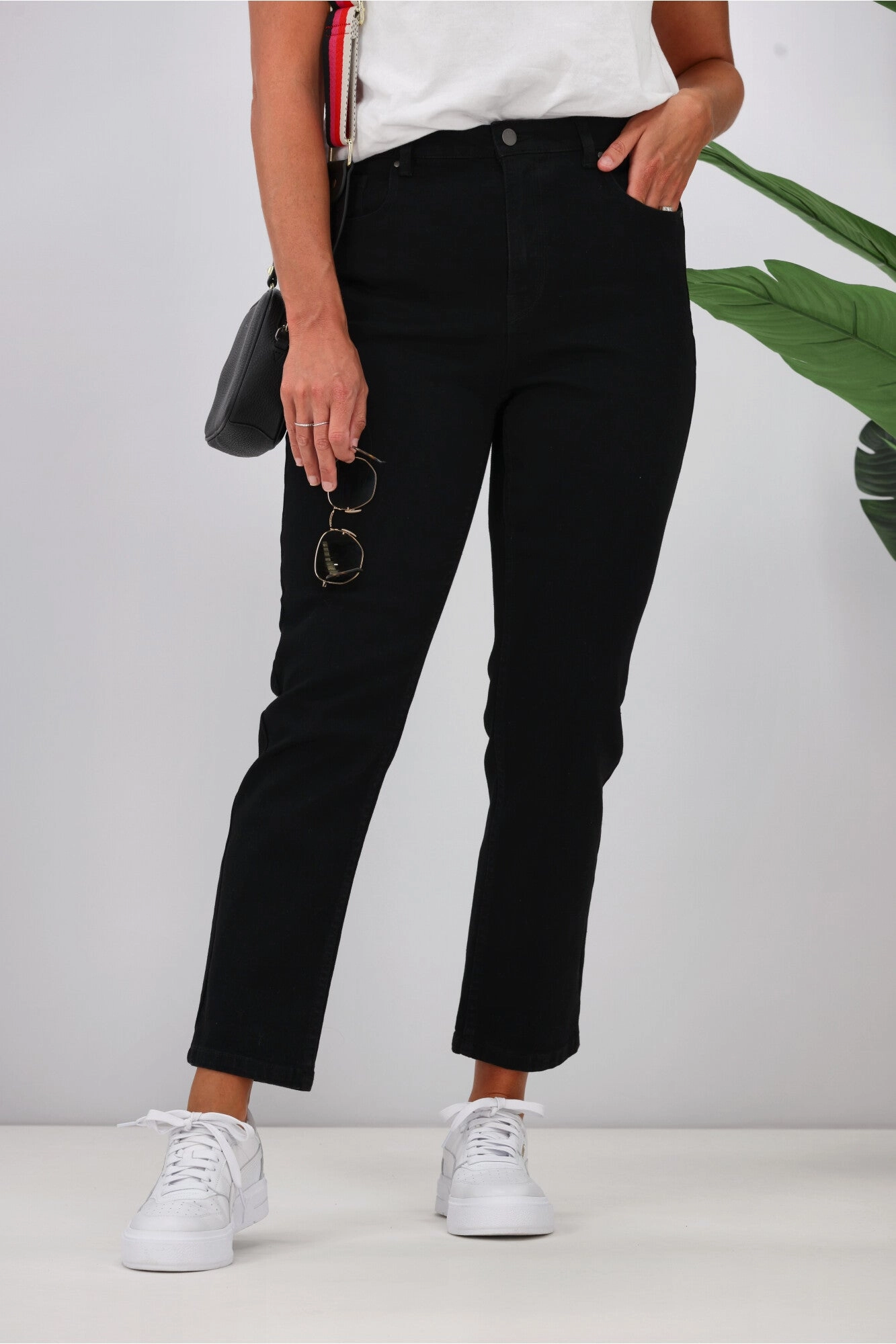 Shine On Label Ashley Straight Leg Jean Black Ultra Light Casual Wearer Breathable Weave