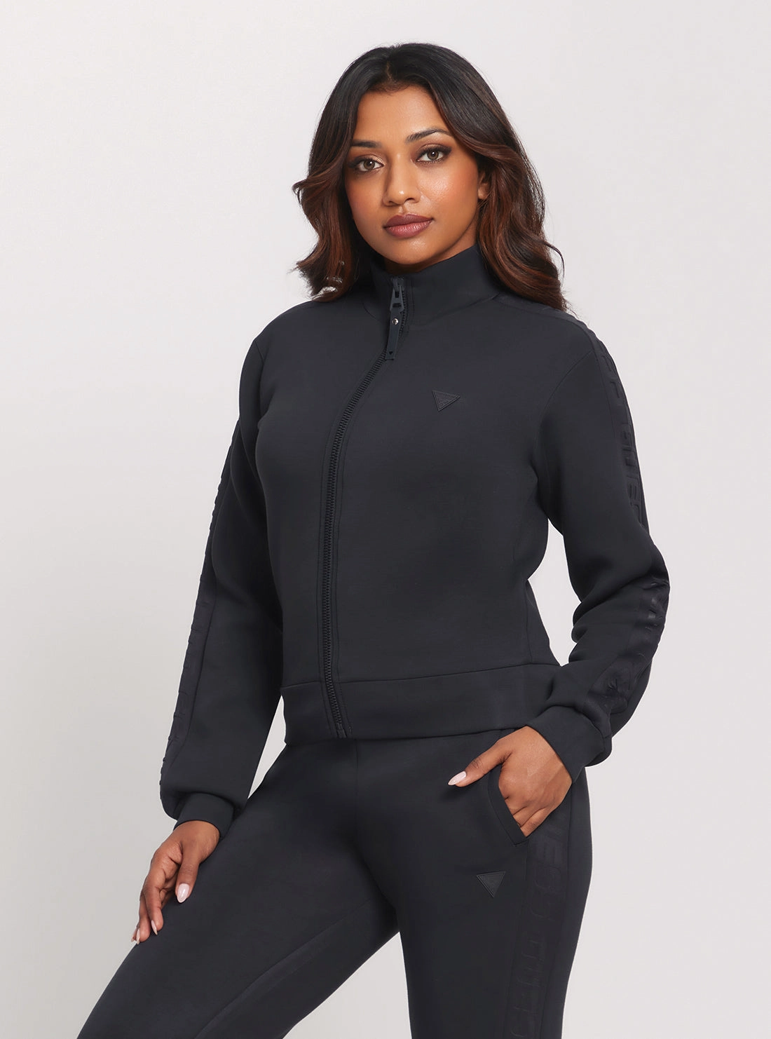 Seamless Edge Finishing Eco Navy Allie Scuba Zip Active Jacket