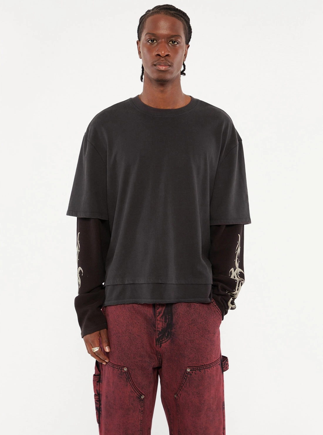 ThermalRegulating Fabric AbrasionResistantEdging GUESS Originals Black Long Sleeve T-Shirt