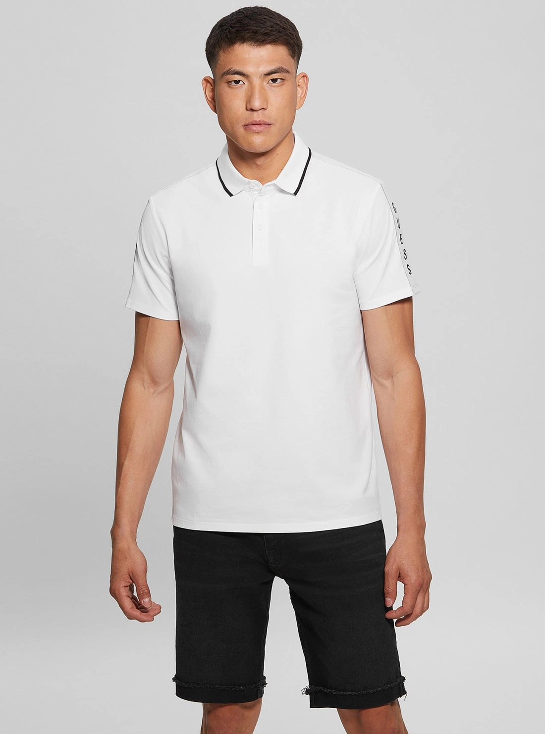 White Paul Pique Tape Polo T-Shirt RawEdgedDesign
