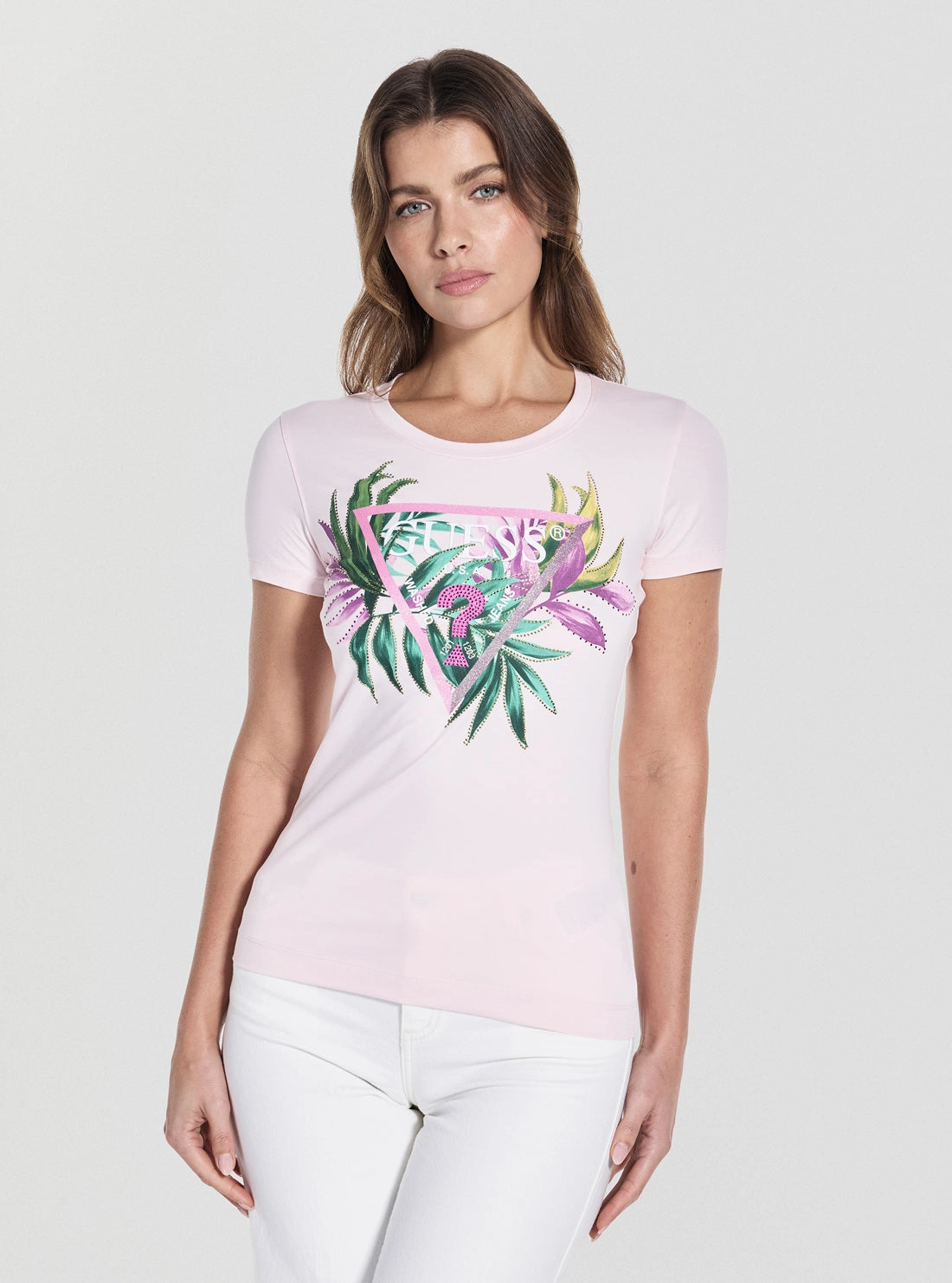 Eco Pink Leaf Triangle Logo T-Shirt Bohemian style Airflow Mesh Panel