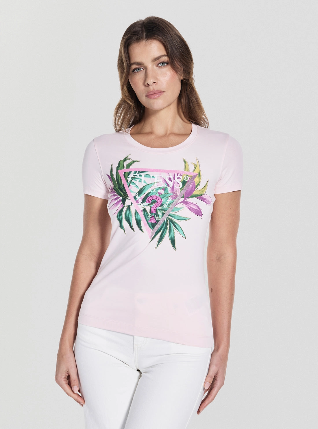Easycare Ergonomic Cut Eco Pink Leaf Triangle Logo T-Shirt