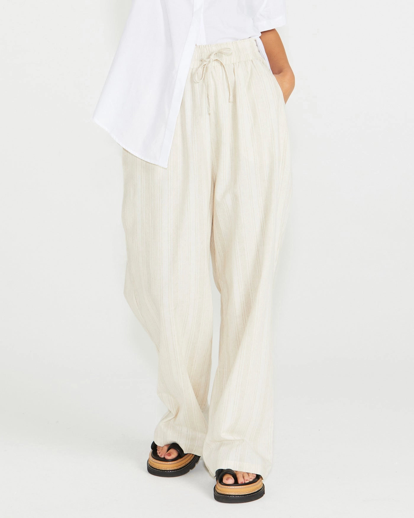 Sass Odell Pant Natural Stripe slim fit