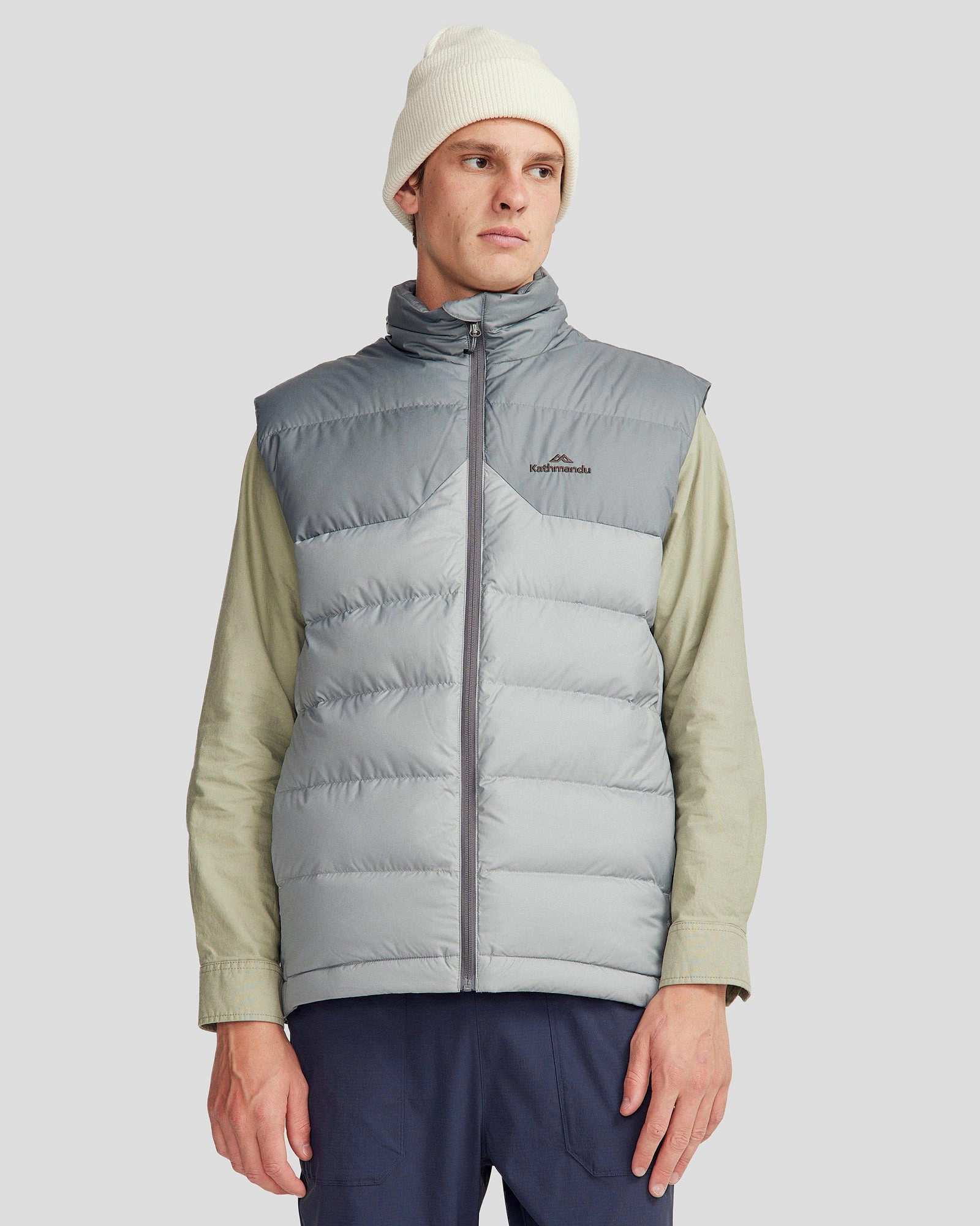Men's Epiq Down Vest - Moon/Light Moon Modern Drop Tail Hem