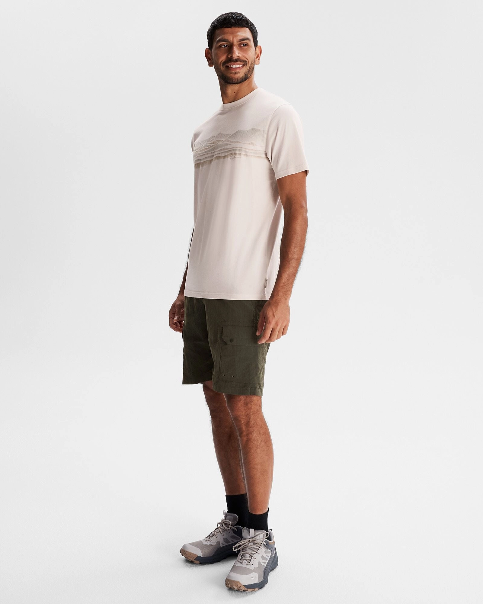 Men's Long White Cloud Organic Cotton T-shirt - Shroom HighStretchElastic Non Slip Shoulder Seams