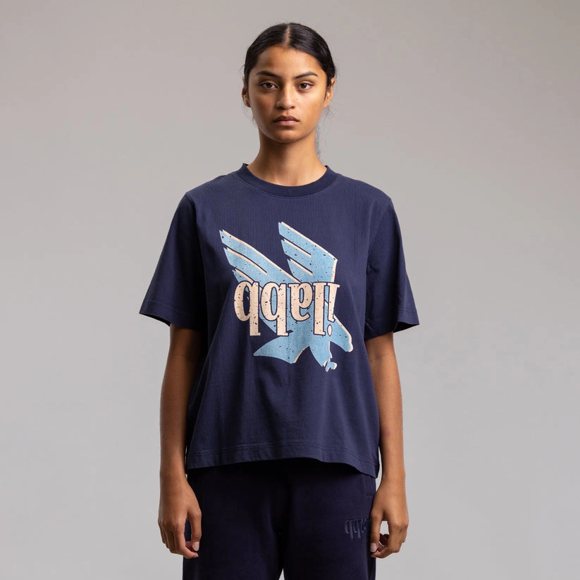 Sporty Active Wear Outdoor Leisure Ilabb Racing Bird Heritage Block Tee Washed Navy