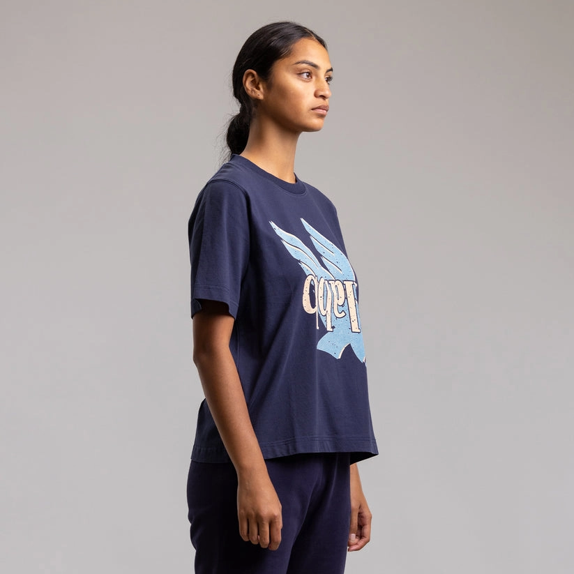 Ilabb Racing Bird Heritage Block Tee Washed Navy Chilly Style Everyday Flex