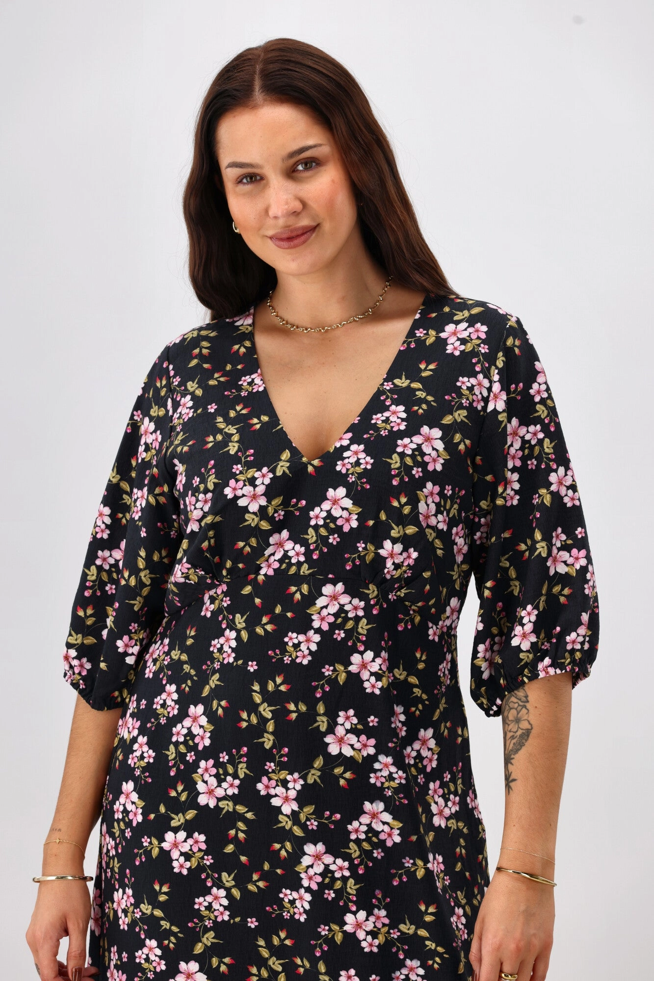 Gloss The Label Elisa Midi Dress Enchanted Floral Farm Scene