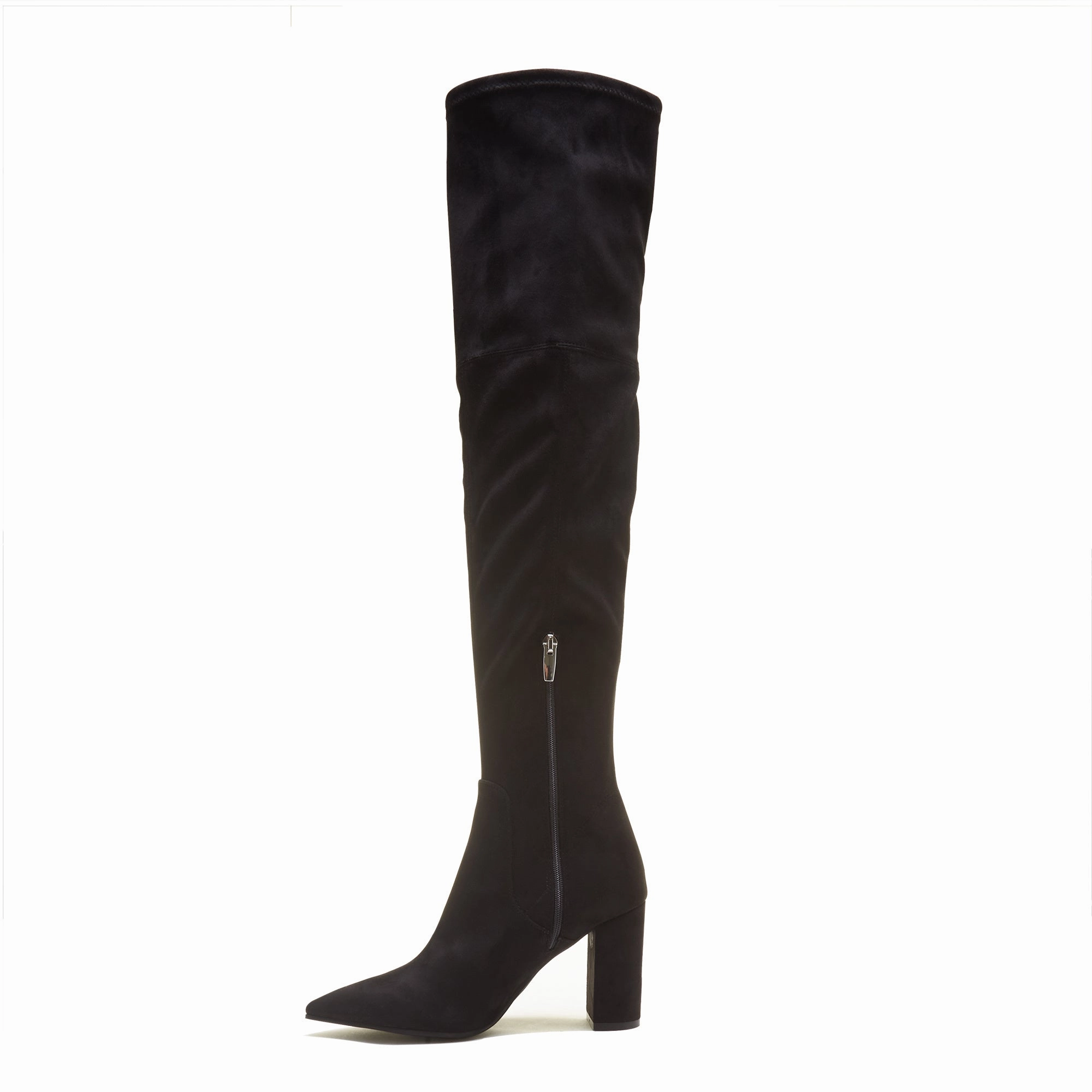 Rugged Built Functional Minimalist Vend?me Fem black nylon stretch suede heels