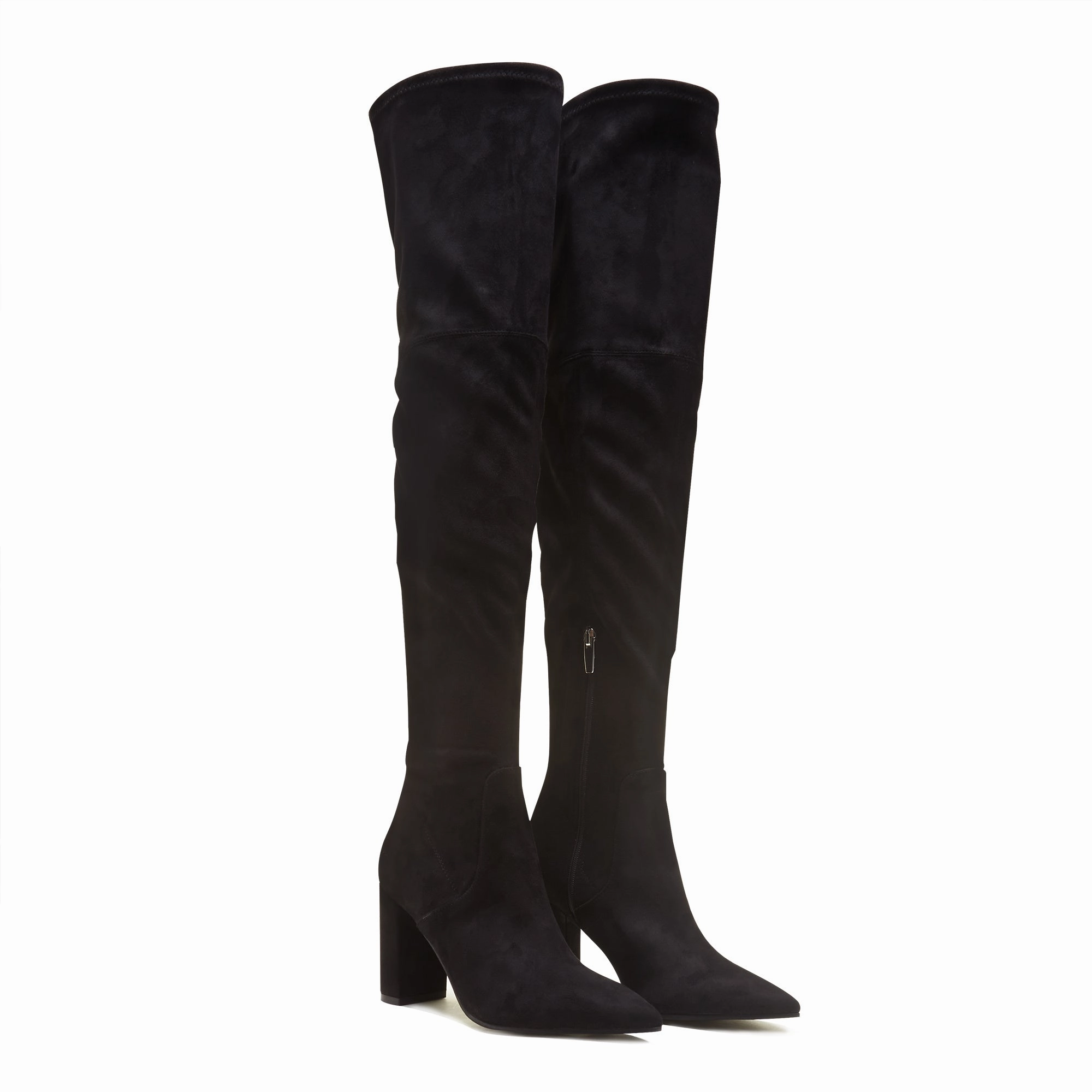 Handcrafted Stitching Odor Control Fabric Vend?me Fem black nylon stretch suede heels