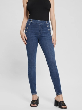 Brunch Outfit Vintage Lover Formal Double Layered Knees High-Rise Aubree Skinny Denim Jeans in Dark Wash