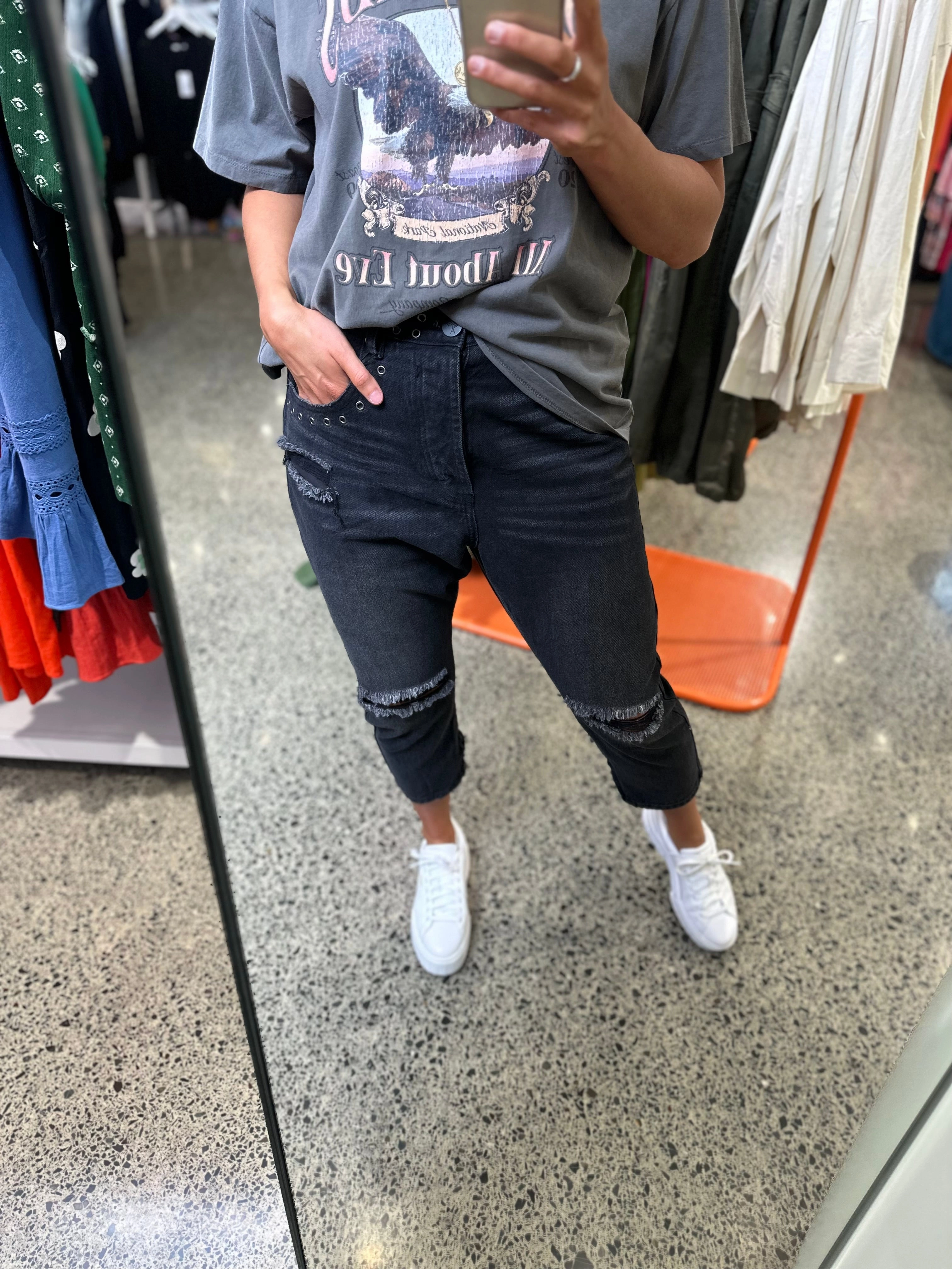 One Teaspoon Kingpins Cropped Boyfriend Jeans Black Oak Quick Dry Camping Gear