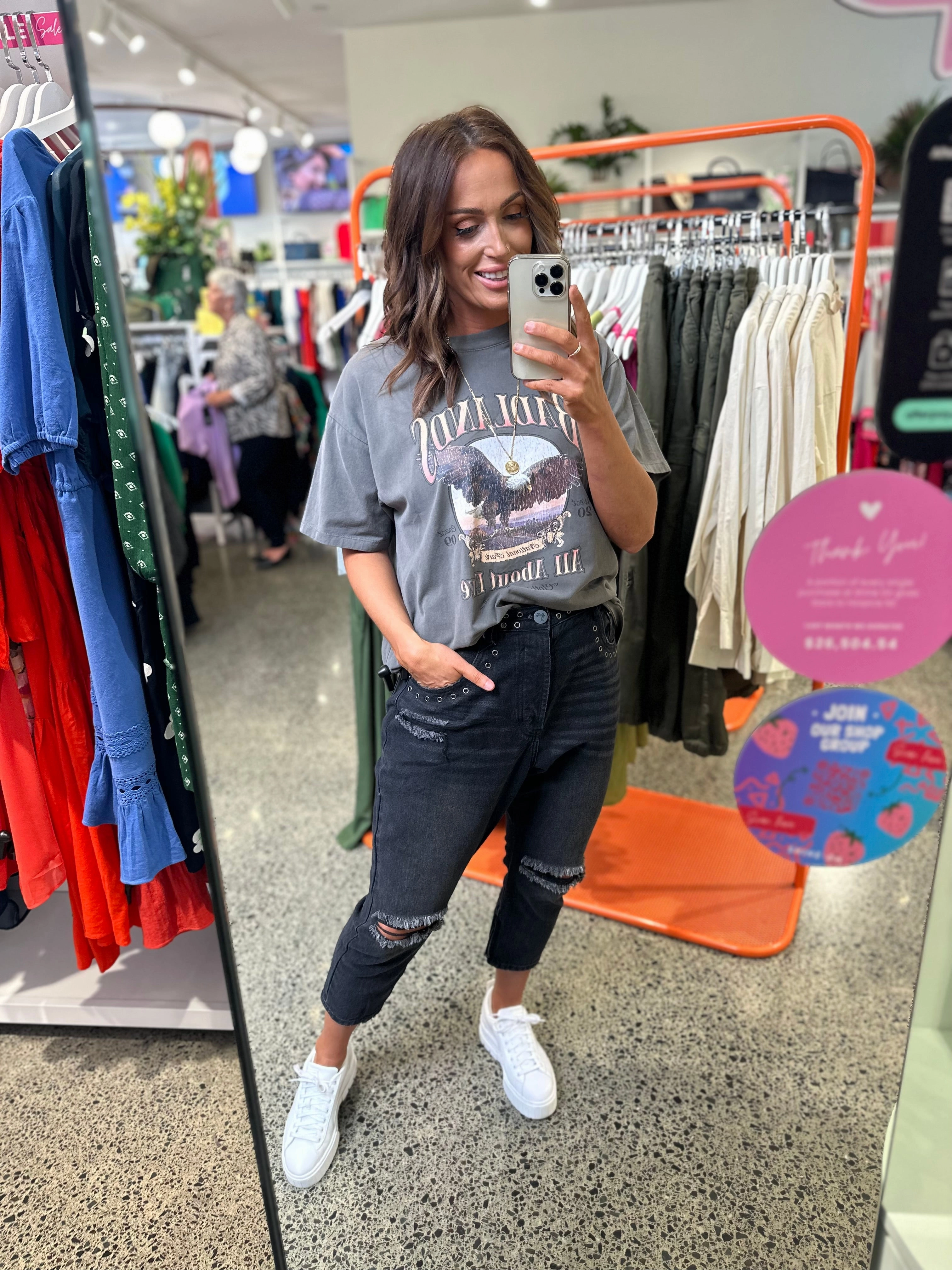 One Teaspoon Kingpins Cropped Boyfriend Jeans Black Oak Lightweight Design