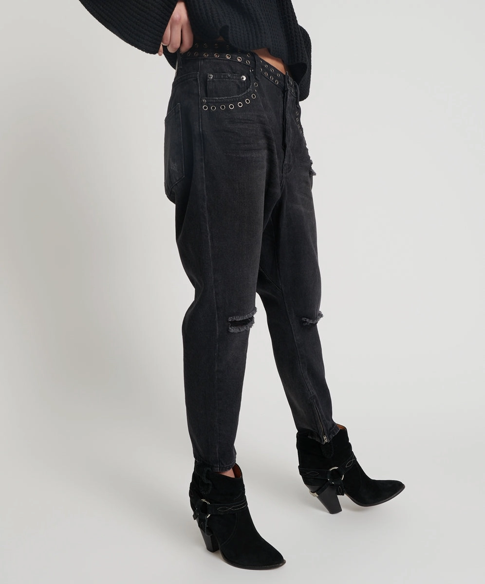 One Teaspoon Kingpins Cropped Boyfriend Jeans Black Oak For Teens Thermal Warm