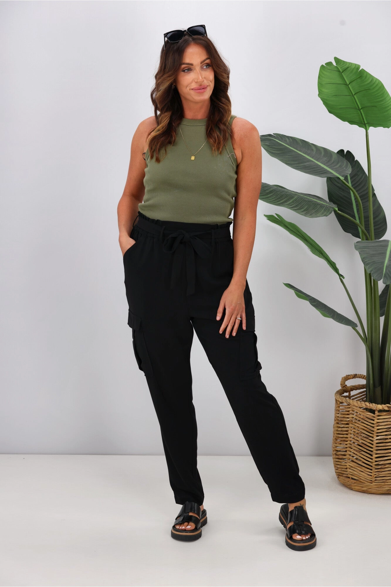 Four Way Daily Routine Shine On Label Somerset Tie Waist Pant Black