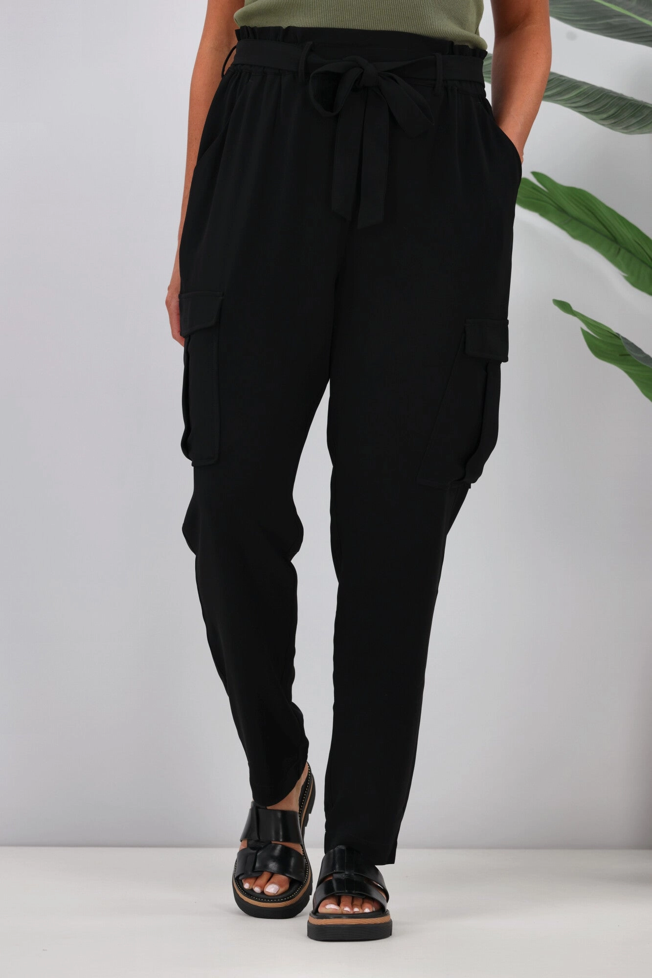 Shine On Label Somerset Tie Waist Pant Black Dynamic Fit