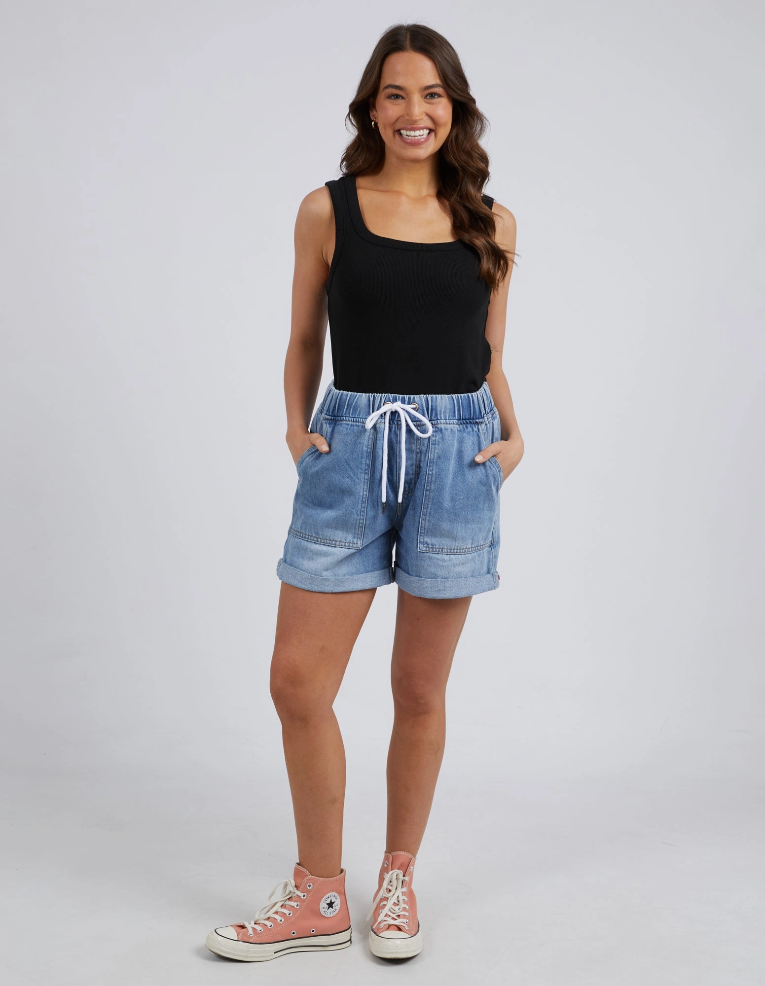 Stay Fresh Elm Emma Relaxed Denim Short Mid Blue Wash