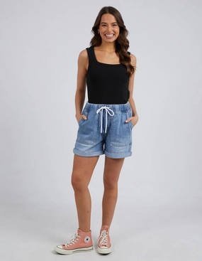 Stay Fresh Elm Emma Relaxed Denim Short Mid Blue Wash