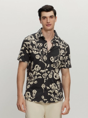 Soft Wear Layering Piece Black Parker Floral Shirt