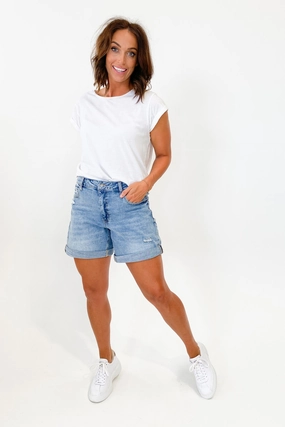 Shine On Label Kylo Distressed Denim Short Blue Free Fit