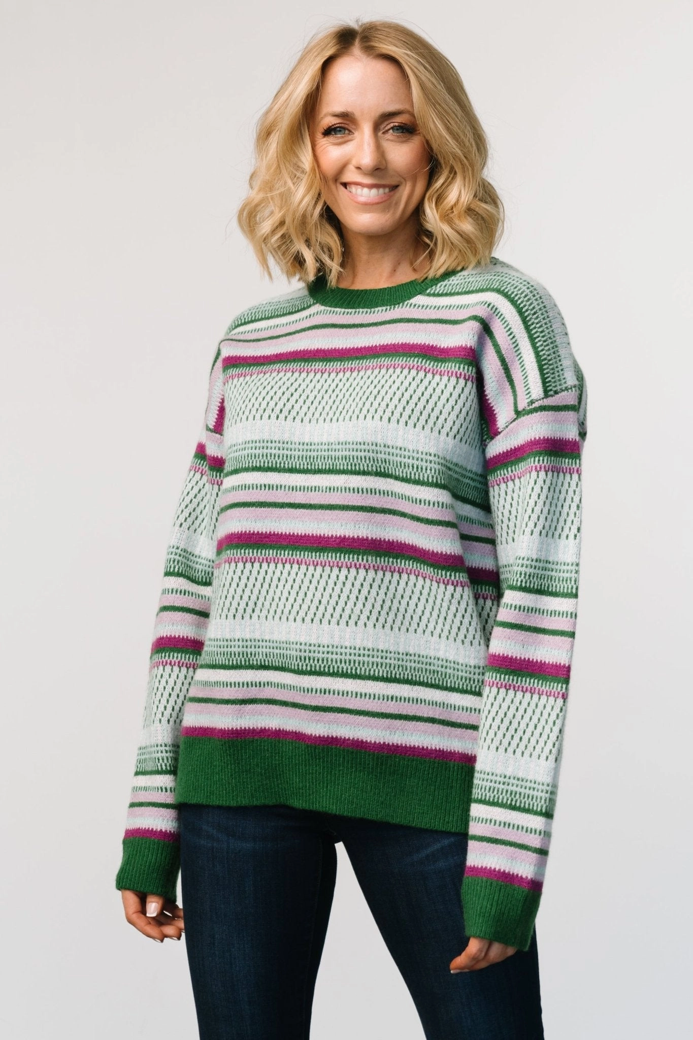 Plush Inner Lining Cozy Vibe Holmes Sweater | Green Multi