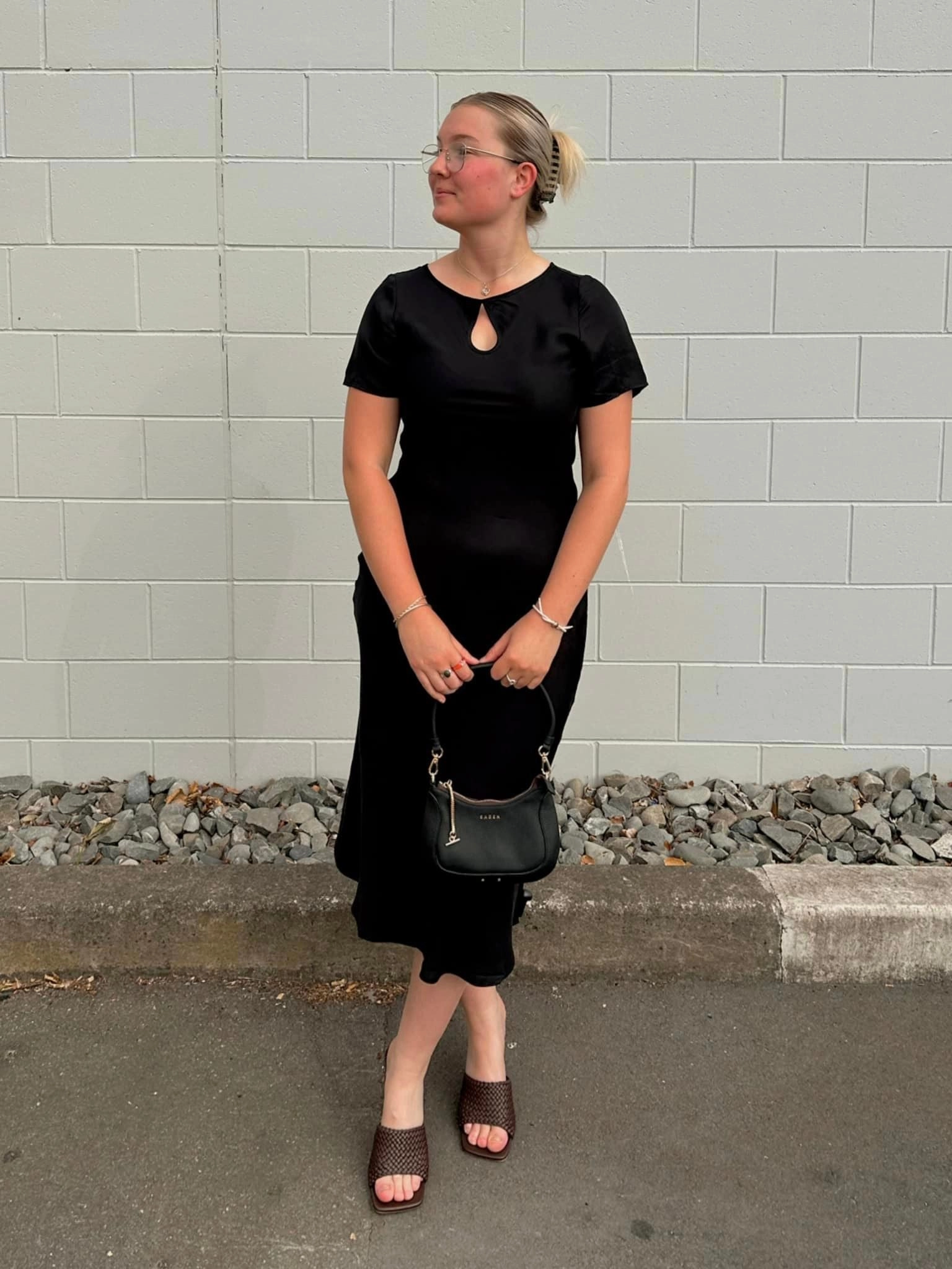 High-waist Huffer Twilight Keyhole Dress Black