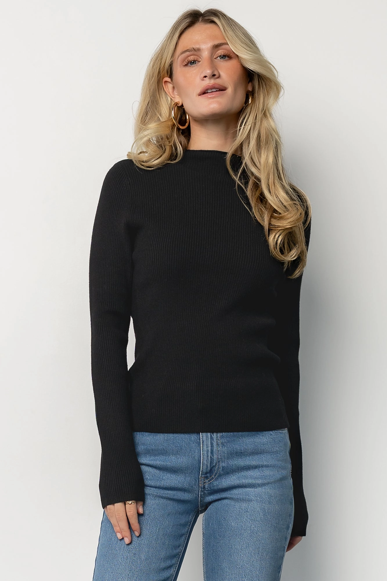 Winter Must-Have Wear Ilsa Ribbed Sweater Top | Black