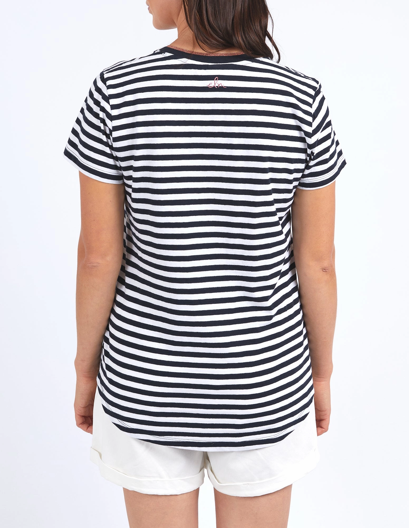 Elm Paris Stripe Tee Navy & White Stripe Short Sleeve Luxurious