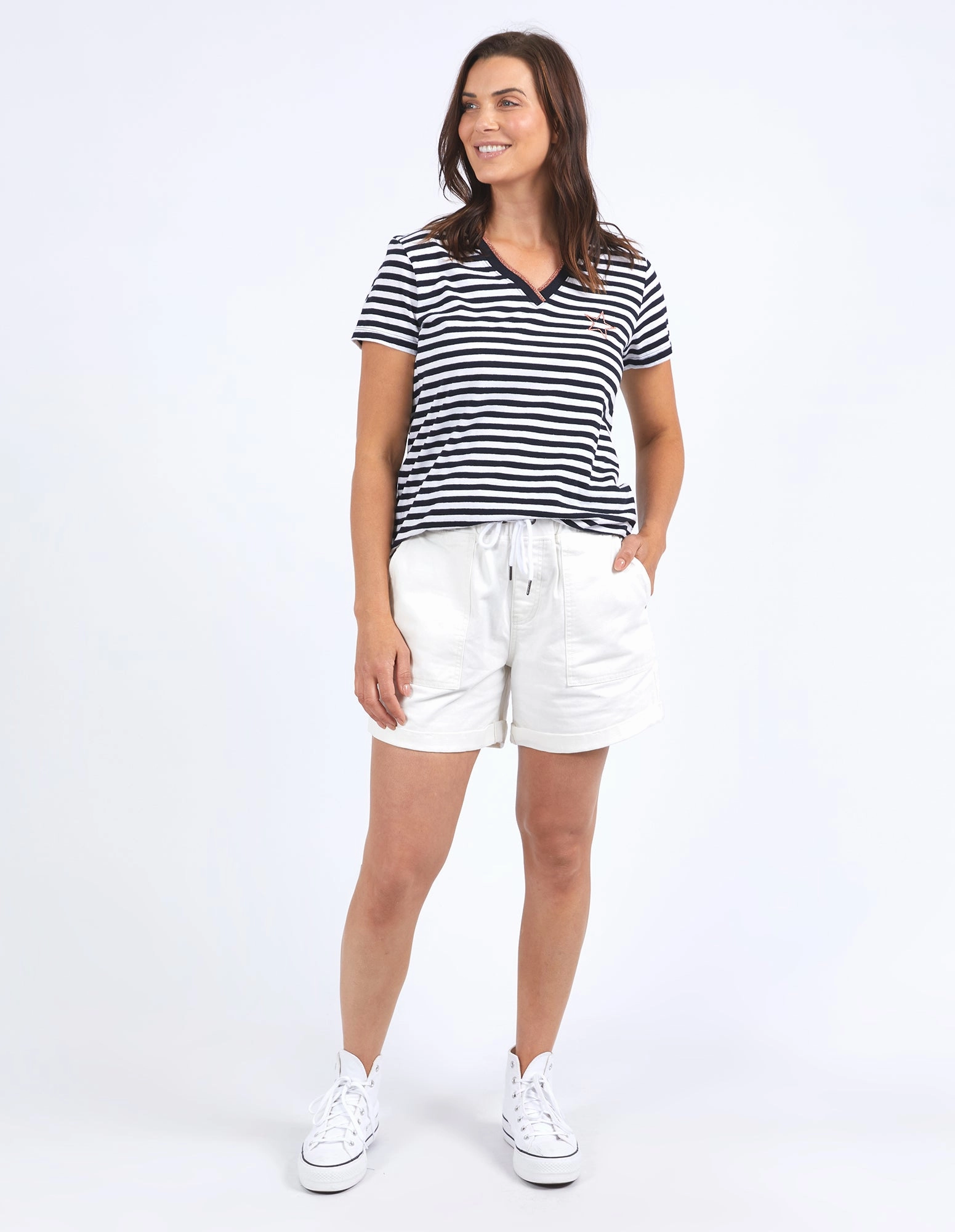 Elm Paris Stripe Tee Navy & White Stripe Versatile Fit Everyday apparel
