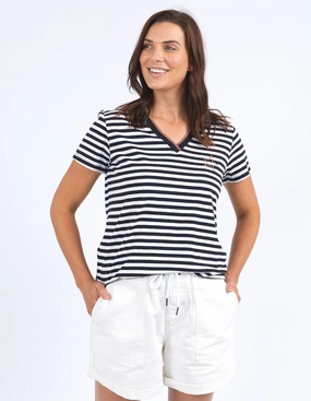 Stylish Day Wear Elm Paris Stripe Tee Navy & White Stripe