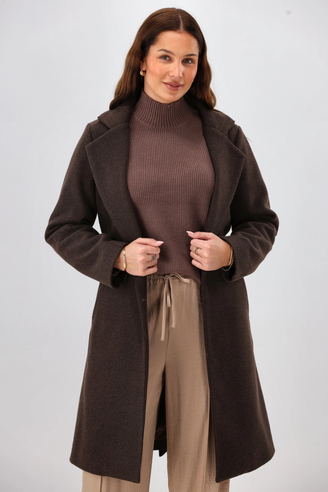 Shine On Label Caspian Winter Coat Cocoa High End Look