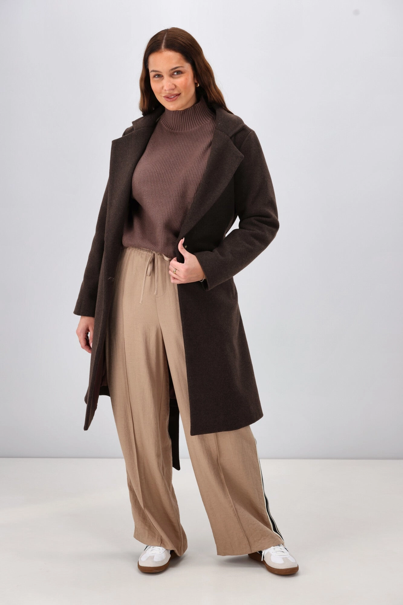 Shine On Label Caspian Winter Coat Cocoa Multi Layer Construction