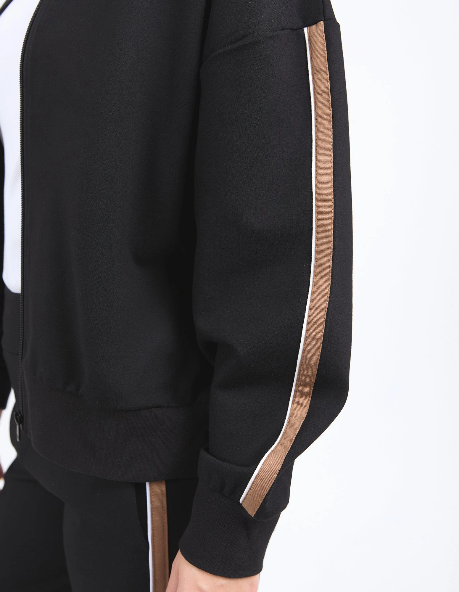 Foxwood London Zip Thru Jacket Black Smart Casual Seamless Stitching