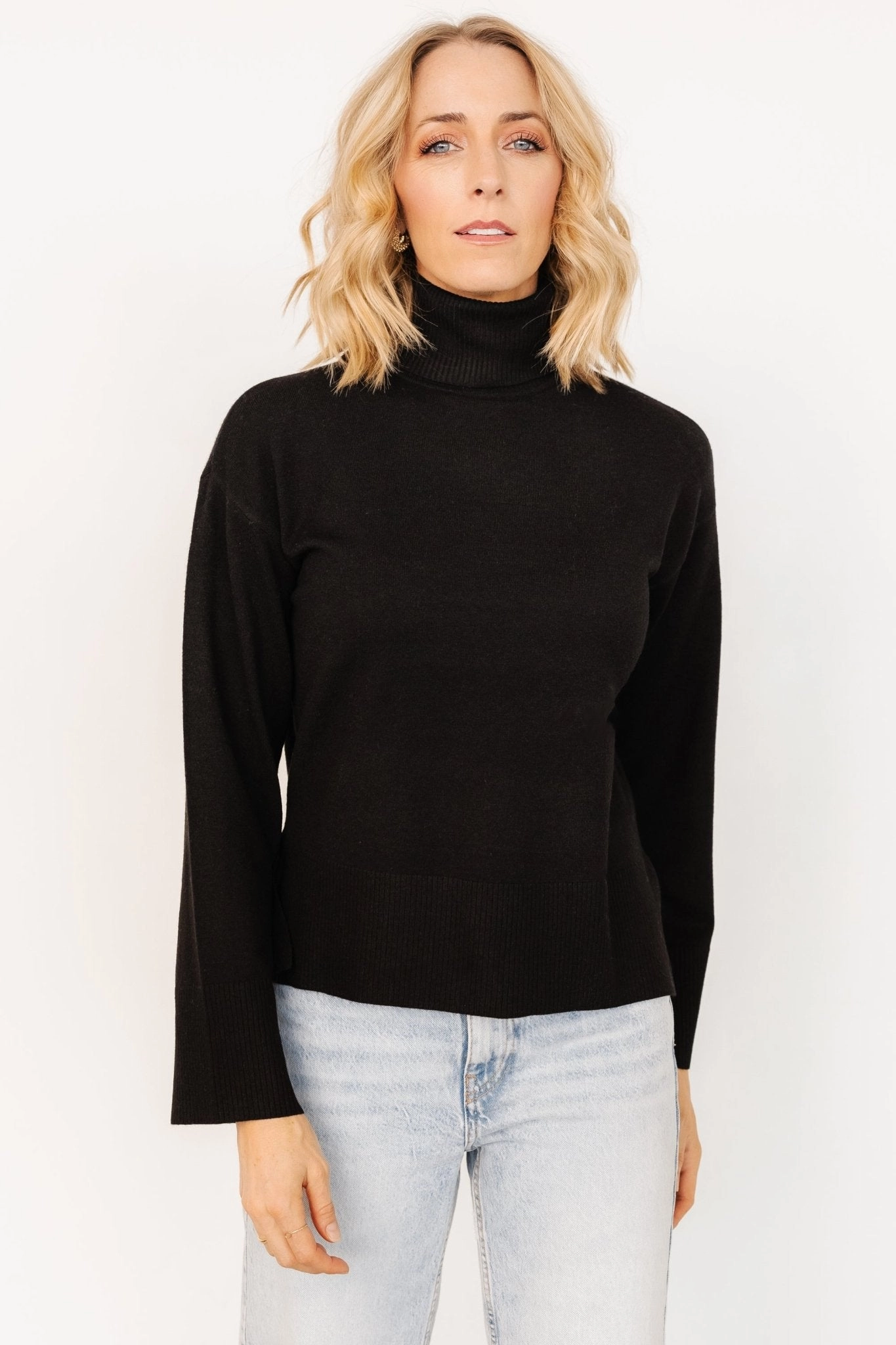 Irene Turtleneck Sweater Top | Black Stylish Everyday Wear