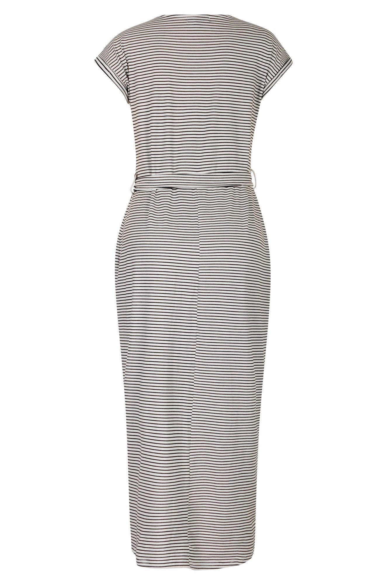 Stud-Detail Stripe Midi Dress | BLACK/WHITE | 0021A1
