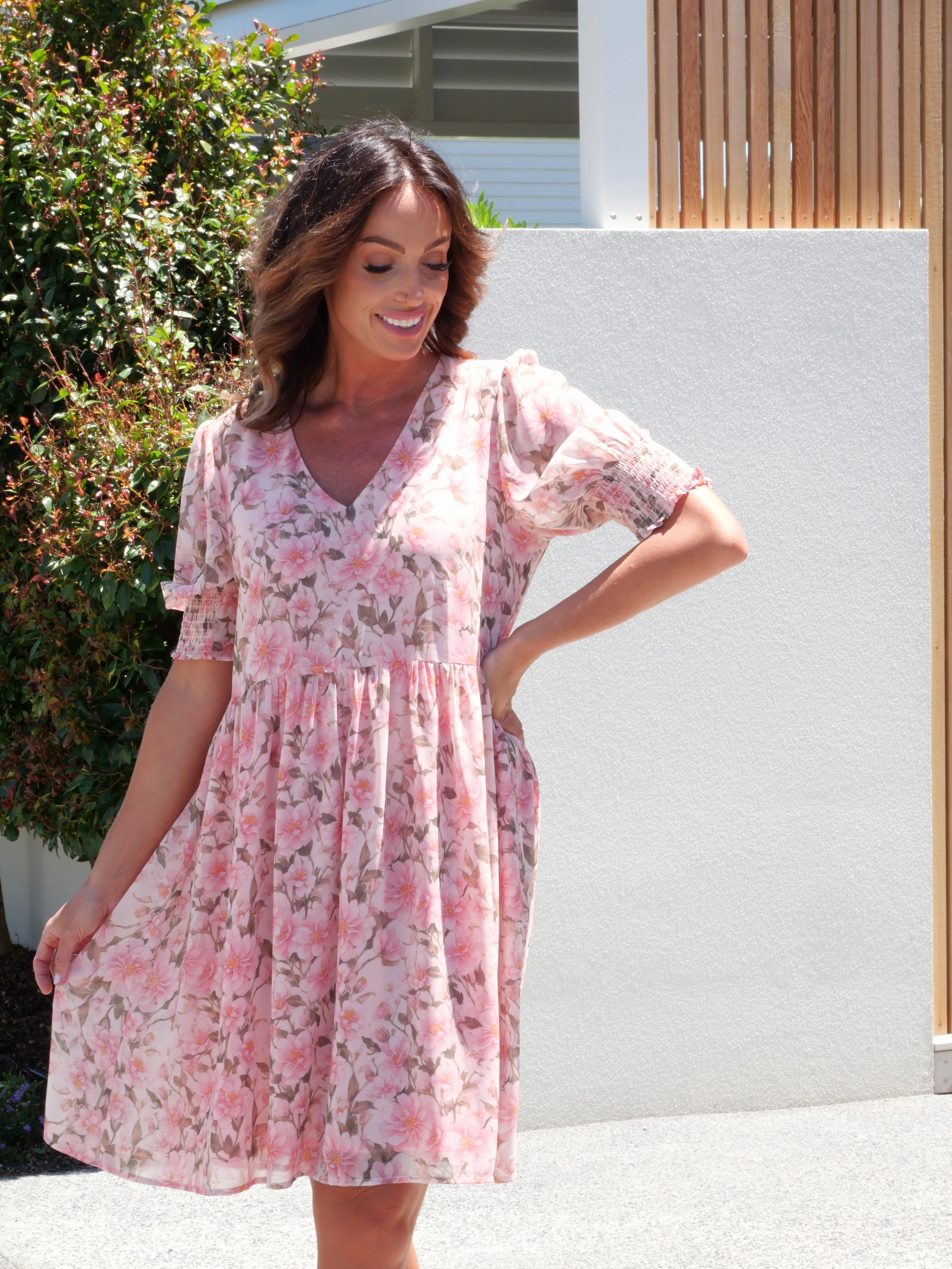 Jane James Juniper Balloon Sleeve Dress Spring Floral Mood Flex