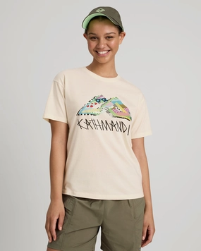 WideNeckOpening Garment Washed Softness Jason Woodside Kathmandu Logo Women's T-shirt - Natural